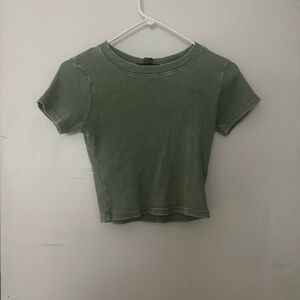 Forever 21 Olive Ribbed Crop Top